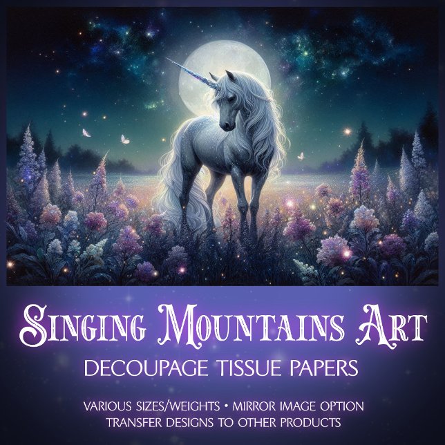 Papel De Seda Moonlight Unicorn Dreams Decoupage  (Subido por el creador)