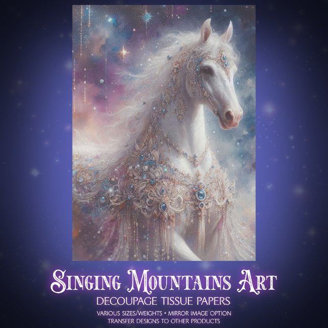 Papel De Seda Moonlit Fairytale Mystical White Horse Decoupage (Subido por el creador)