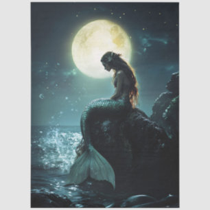 Papel De Seda Moonlit Siren Mermaid Decoupage