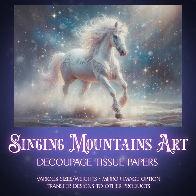 Papel De Seda Moonlit White Horse Galaxy Craft Decoupage (Subido por el creador)