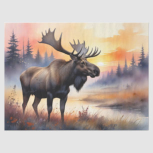 Papel De Seda Moose acuarela en la descomposición del amanecer