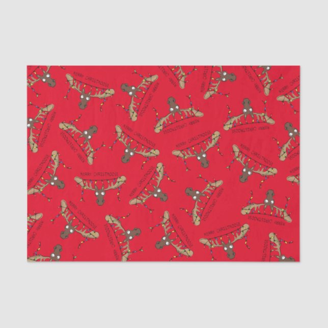 Papel De Seda Moose Cute Funny Navidades (Anverso)
