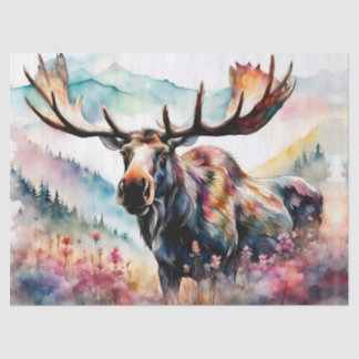 Papel De Seda Moose in Wildflowers acuarela