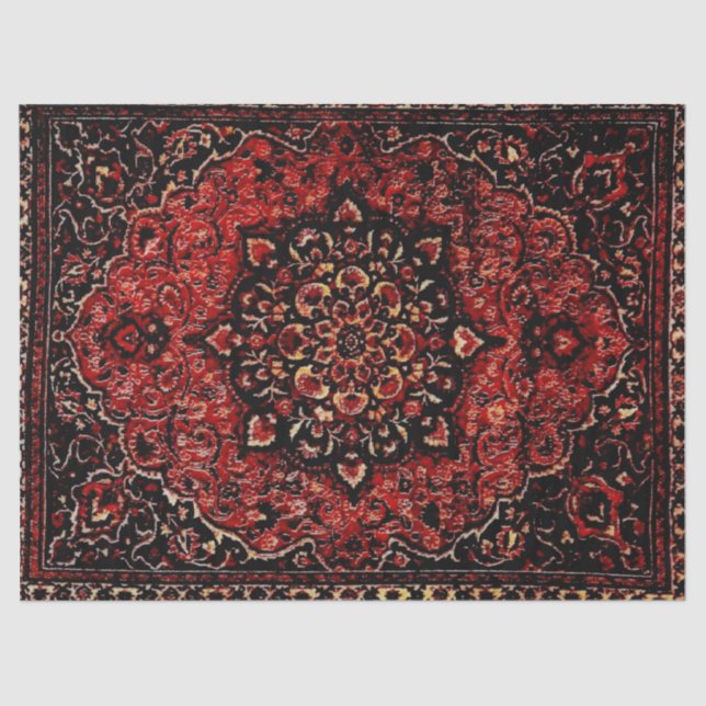 Papel De Seda Moqueta persa en campo teñido de rosa  (Anverso)