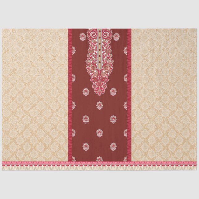 Papel De Seda moqueta roja y beige con un borde rojo (Anverso)