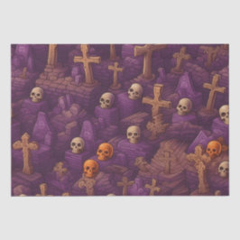 Papel De Seda Morado Graves Plata Calavera de bronce Halloween