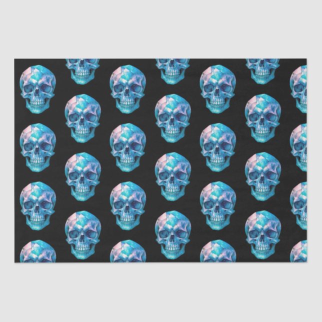 Papel De Seda Morado Rosa Azul Skull Black Halloween (Anverso)