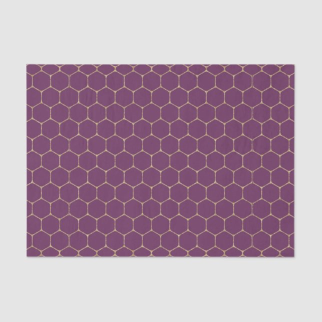 Papel De Seda Morado y dorado HoneyComb (Diseño 15 Serie Púrpura (Anverso)