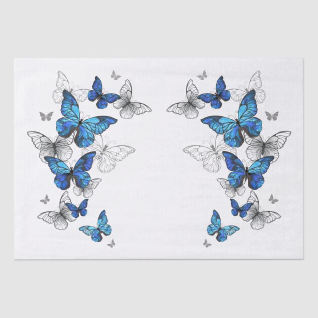 Papel De Seda Morfo de las mariposas voladoras azules (Anverso)
