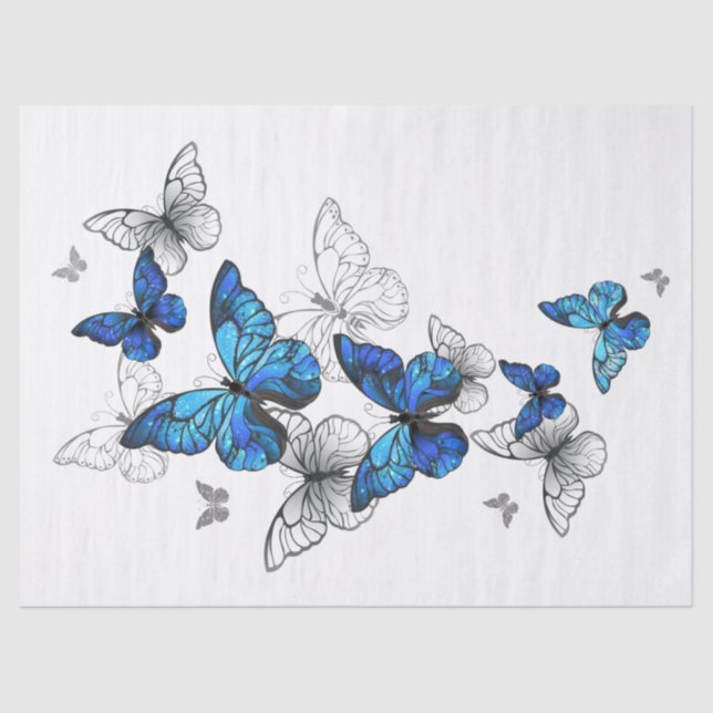 Papel De Seda Morfo de las mariposas voladoras azules (Anverso)