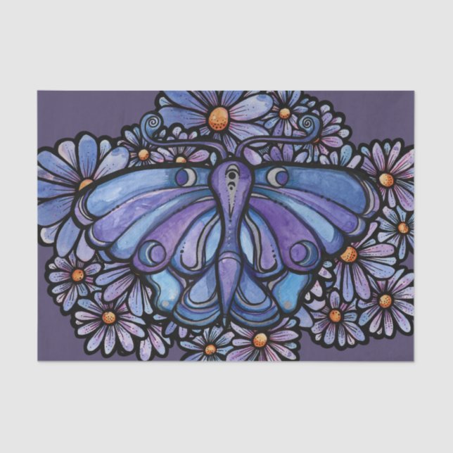 Papel De Seda Morple Moon Moth Daisies (Anverso)
