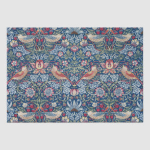 Papel De Seda Morris Strawberry Thief Clásico Azul Índigo Fino