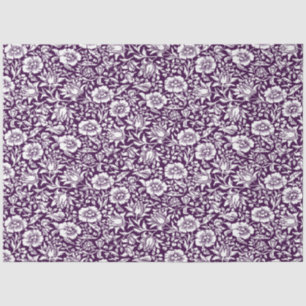 Papel De Seda Morris Vintage Púrpura y Floral blanca