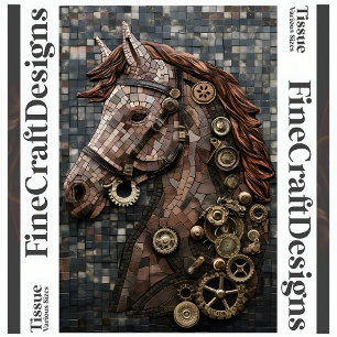Papel De Seda Mosaic Steampunk Brown Horse Copper A6L Decoupage