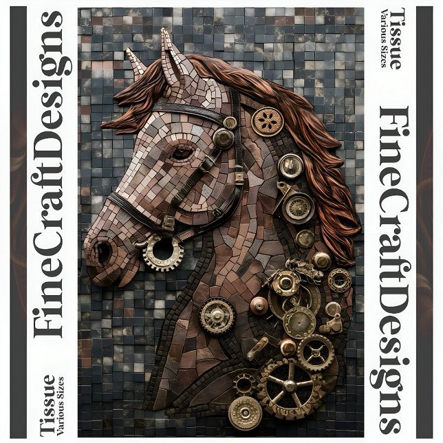 Papel De Seda Mosaic Steampunk Brown Horse Copper A6L Decoupage (Subido por el creador)