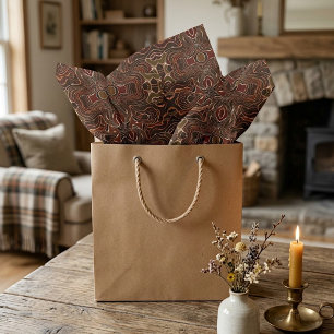 Papel De Seda Mosaico Artístico de Naranja Oxidado Marrón Oscuro