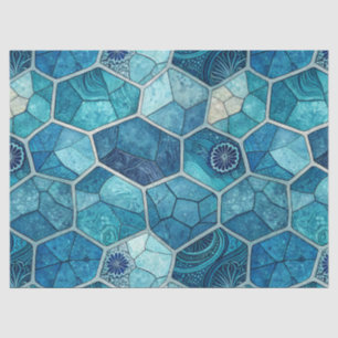 Papel De Seda Mosaico Azul Océano Patrón – Polígono Irregular