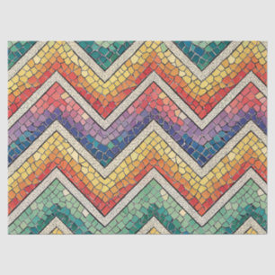 Papel De Seda Mosaico de Chevron de Arcoíris – Baldosa Geométric