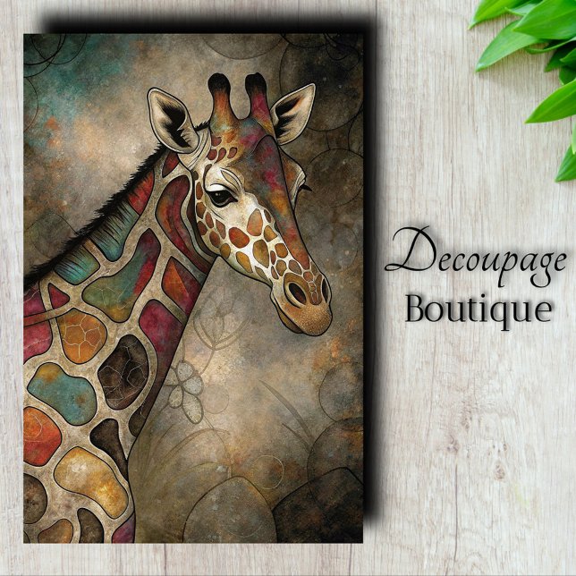 Papel De Seda Mosaico de jirafa en decoupage (Mosaic Giraffe Decoupage Tissue Paper)