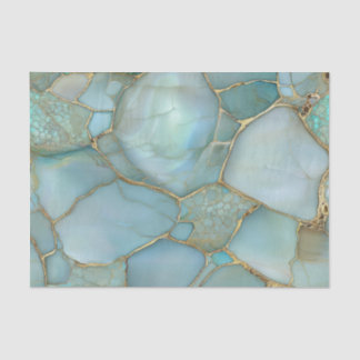 Papel De Seda Mosaico de Oro Geoda de Ágata Turquesa Elegante