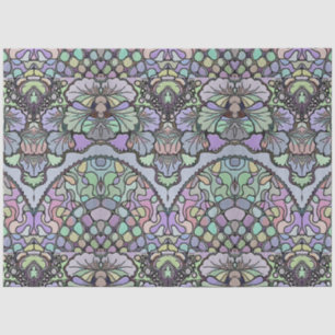 Papel De Seda Mosaico de pana morada abstracta floral