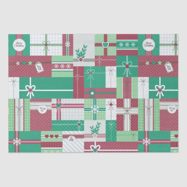 Papel De Seda mosaico de regalos de vacaciones de navidades (Anverso)