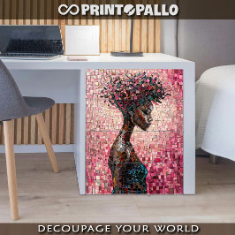 Papel De Seda Mosaico de una mujer negra en mundo púrpura 