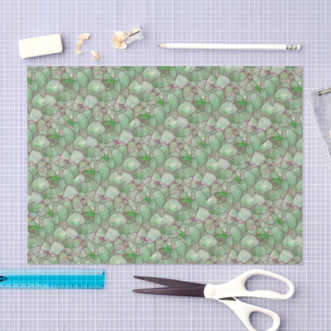 Papel De Seda Mosaico de vidrio marino acuarela verde (Artesanía)