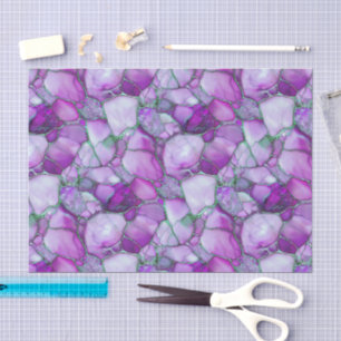 Papel De Seda Mosaico de Vidrio Marino de Acuarela Púrpura