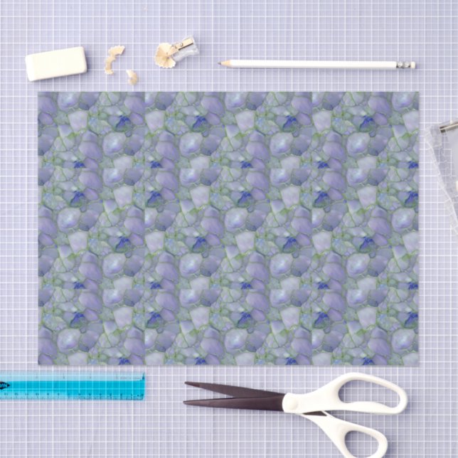 Papel De Seda Mosaico de vidrio marino en acuarela azul (Artesanía)