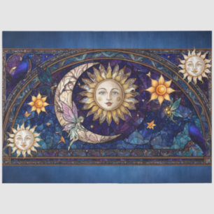 Papel De Seda Mosaico de vidrio tintado de acuarela celestial