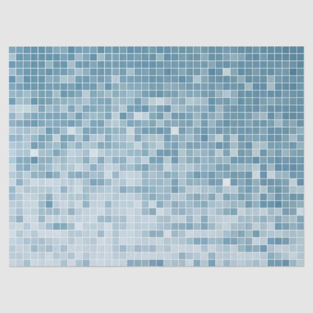 Papel De Seda Mosaico degradado de píxeles azules (Anverso)