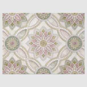 Papel De Seda Mosaico Floral Opalescente Pastel - Mandala