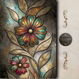 Papel De Seda Mosaico Floral Vintage Decoupage