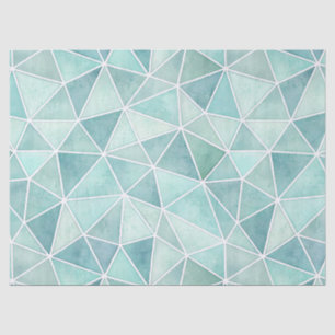Papel De Seda Mosaico Geométrico de Aqua Pálido - Polígono