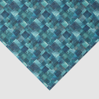 Papel de seda mosaico pintado de azul océano y ver