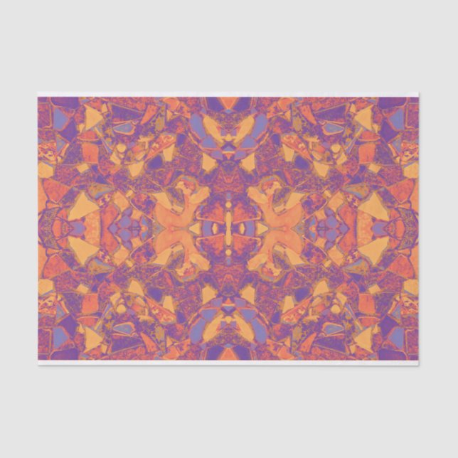 Papel De Seda Mosaico tribal Naranja púrpura bohemio amarillo (Anverso)