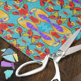 Papel De Seda Mosaico Turquoise Lovebird - romántico para pareja