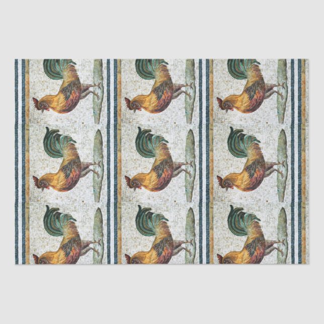 PAPEL DE SEDA MOSAICOS ROMANOS ANTIGUOS / ROOSTER (Anverso)