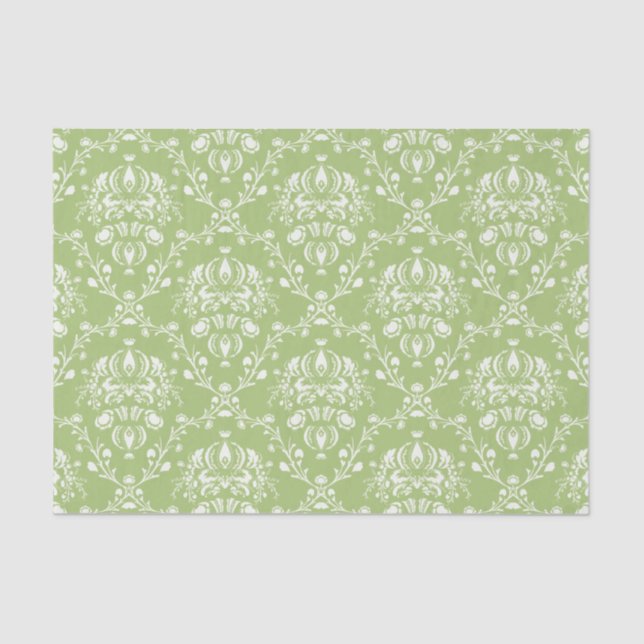 Papel De Seda Moss Green Damask (Anverso)