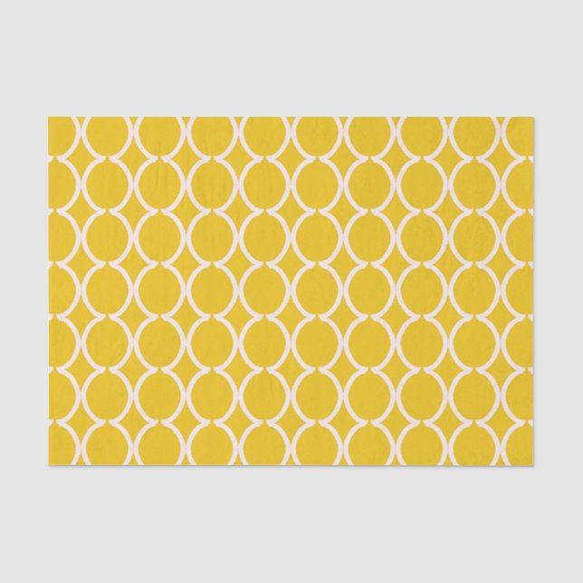 Papel De Seda Mostaza de celosía ogee geométrica (Anverso)