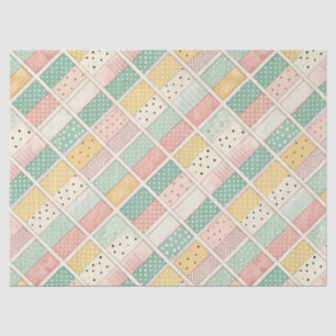 Papel De Seda Mostaza Retro Geométrico Diamante Cuadros en Vichy