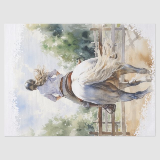 Papel De Seda Mostrar la desconexión de caballos que saltan (Anverso)