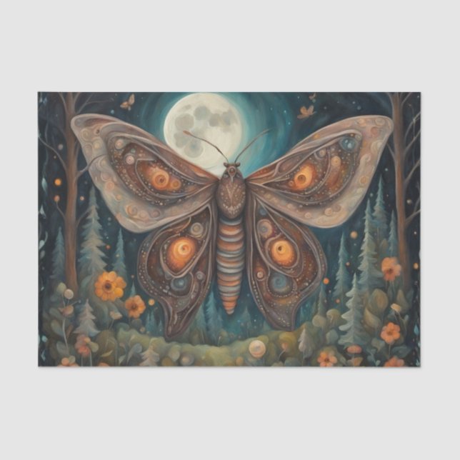 Papel De Seda Moth in the Moonlight Decoupage Tissue Paper (Anverso)