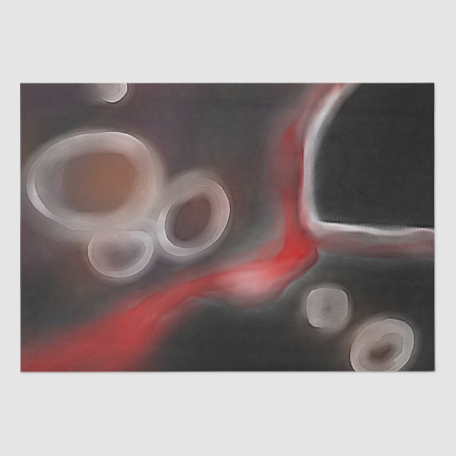 Papel De Seda Motivo Arterial: Resumen Negro, Blanco y Rojo (Anverso)