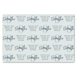 Papel De Seda Motivo azul turbio monograma y señuelo de honor gr