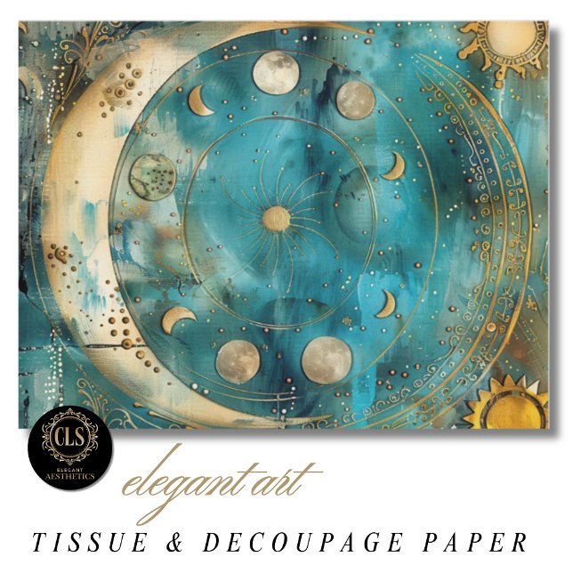 Papel De Seda Motivo Celestial de Sol y Luna (Tissue Paper – Magical Celestial Motif)