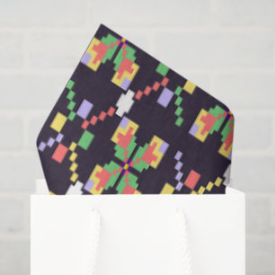 Papel De Seda Motivo de bordado de píxeles de Songket tradiciona