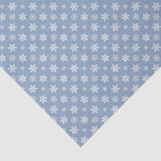 Papel De Seda Motivo de copo de nieve blanco sobre azul invernal