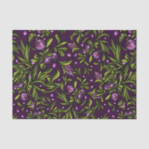 Papel De Seda Motivo Floral Artístico: Flores Purpúreas